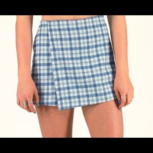 blue plaid skort